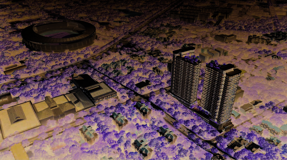 Aerial rendering of Golden Apple Residence near Nairobi landmarks